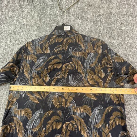H&M Shirt Mens Extra Large Black Hawaiian Resort Button-Front Short-Sleeve - Picture 6 of 9